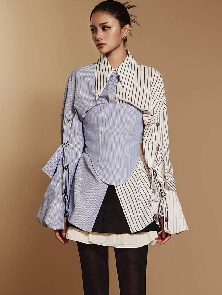 S9030 衬衫连紧身胸衣套装