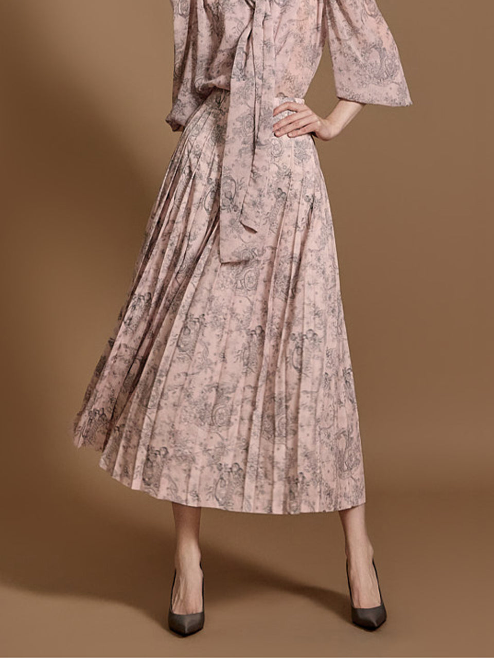 SK2816 百褶印花裙