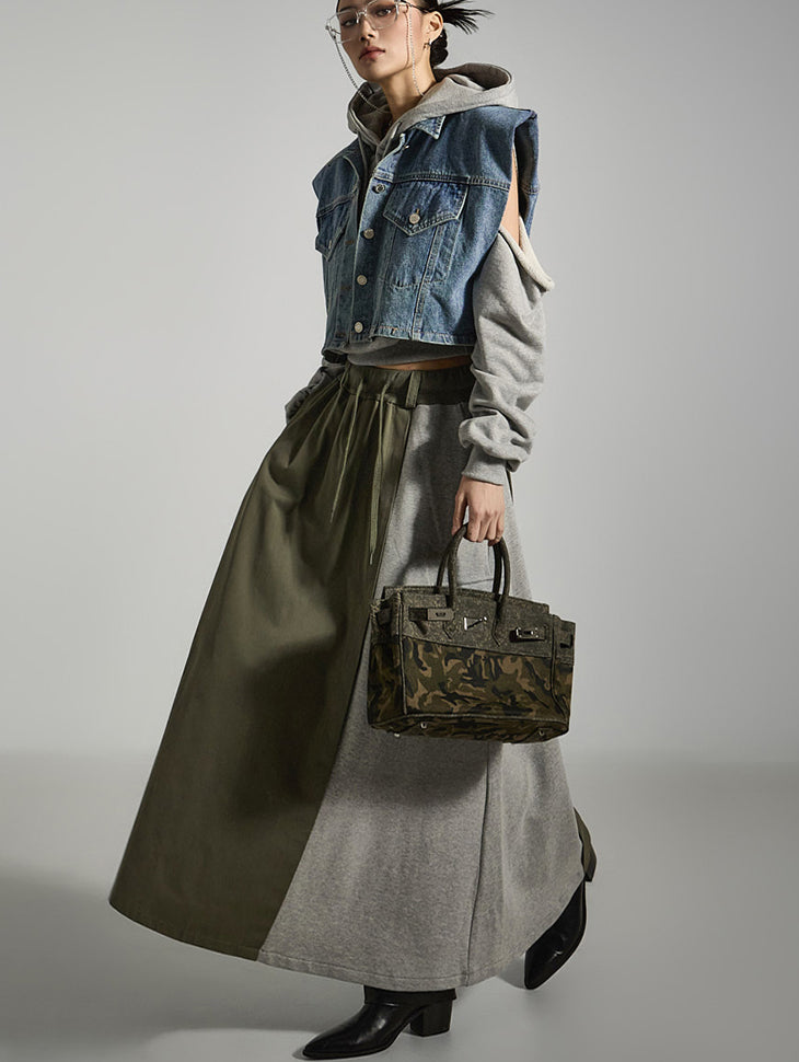 SK2934 拼色工装裙