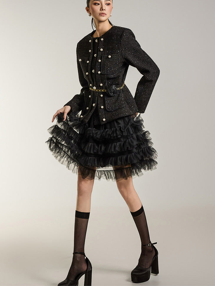 SK2943 层叠薄纱裙