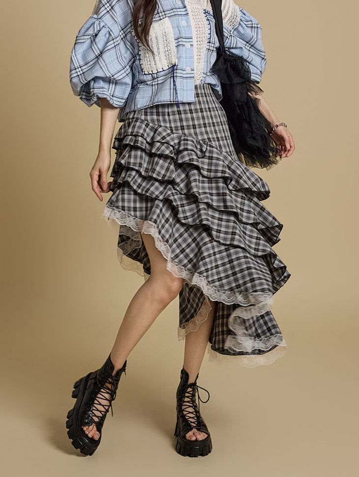 SK2962 Tiered Asymmetric Skirt
