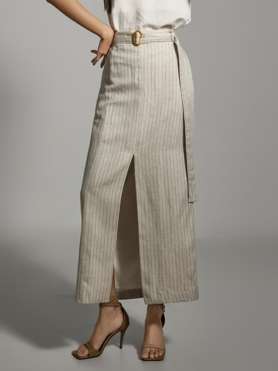 SK2979 ベルト付きリネンスカート