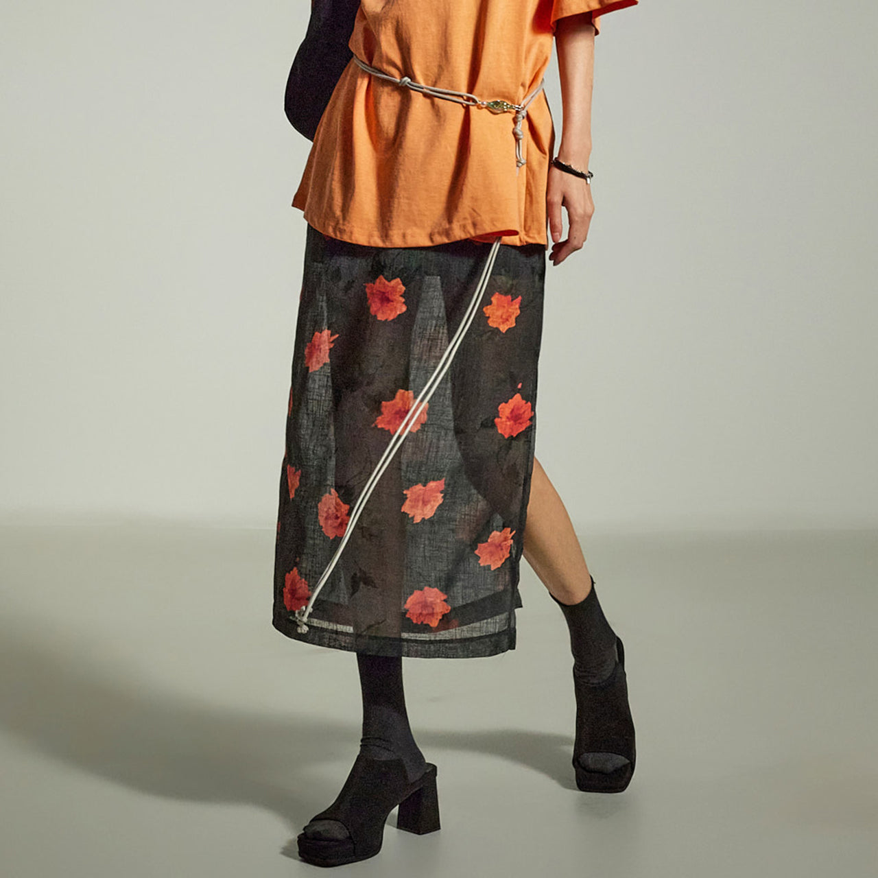 SK3023 Floral Sheer Skirt