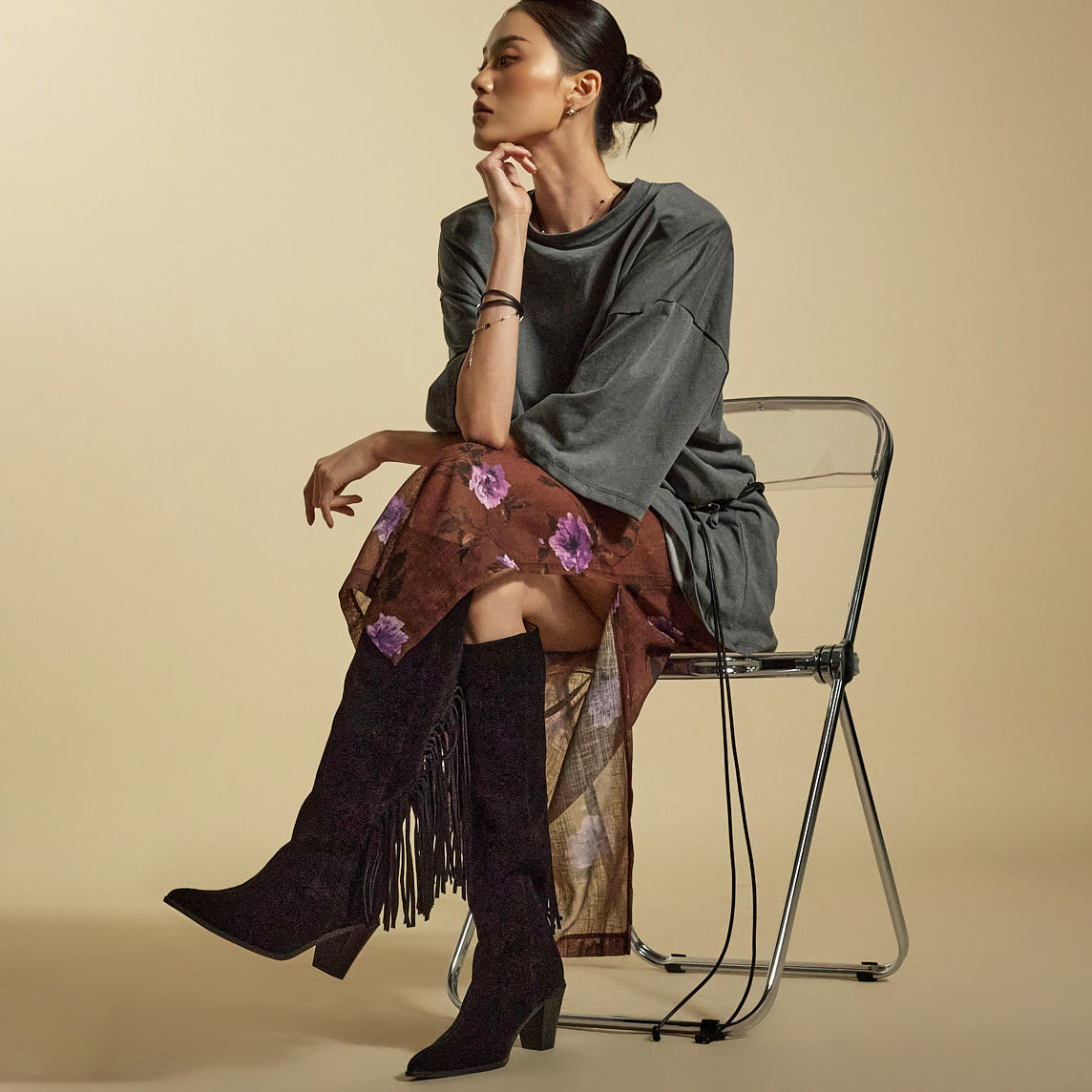 SK3023 Floral Sheer Skirt