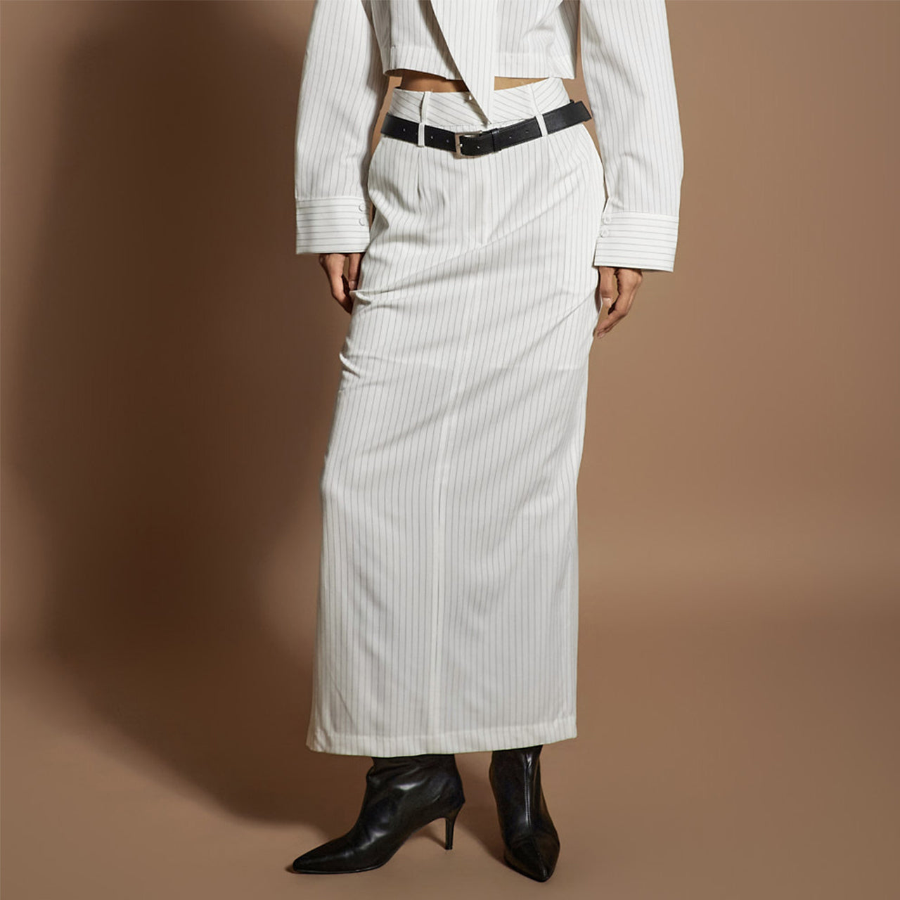 SK3037 Striped Skirt with Belt