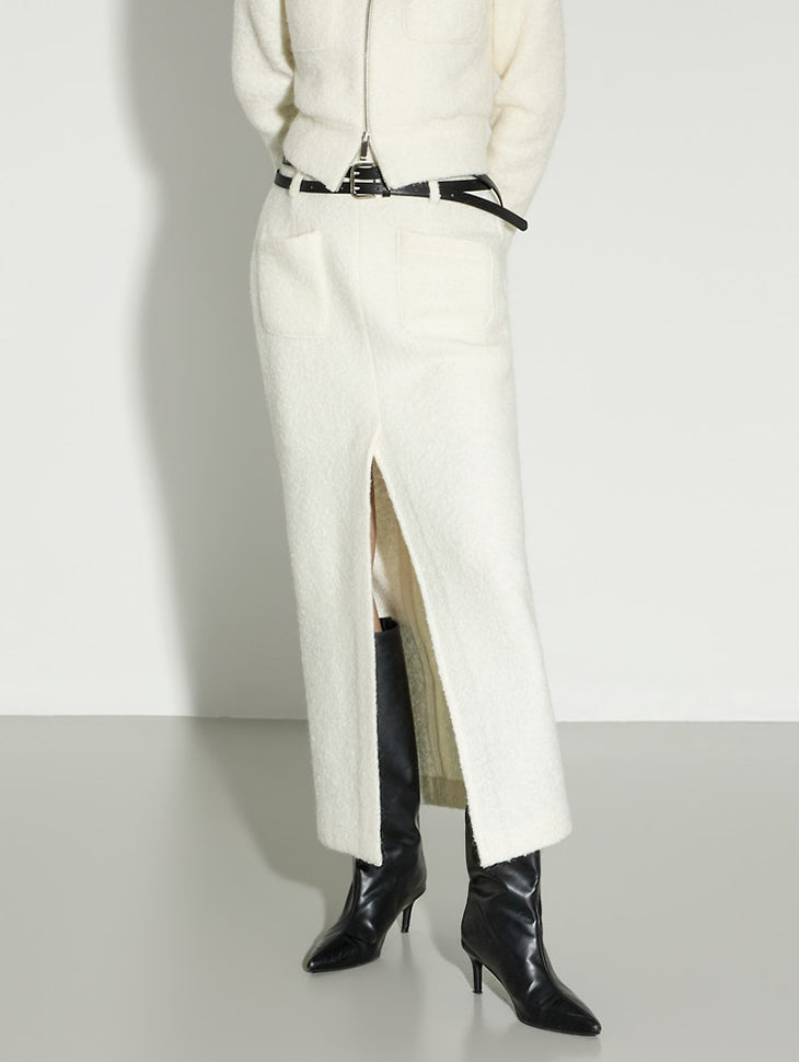 SK3136 Terry wool slit skirt