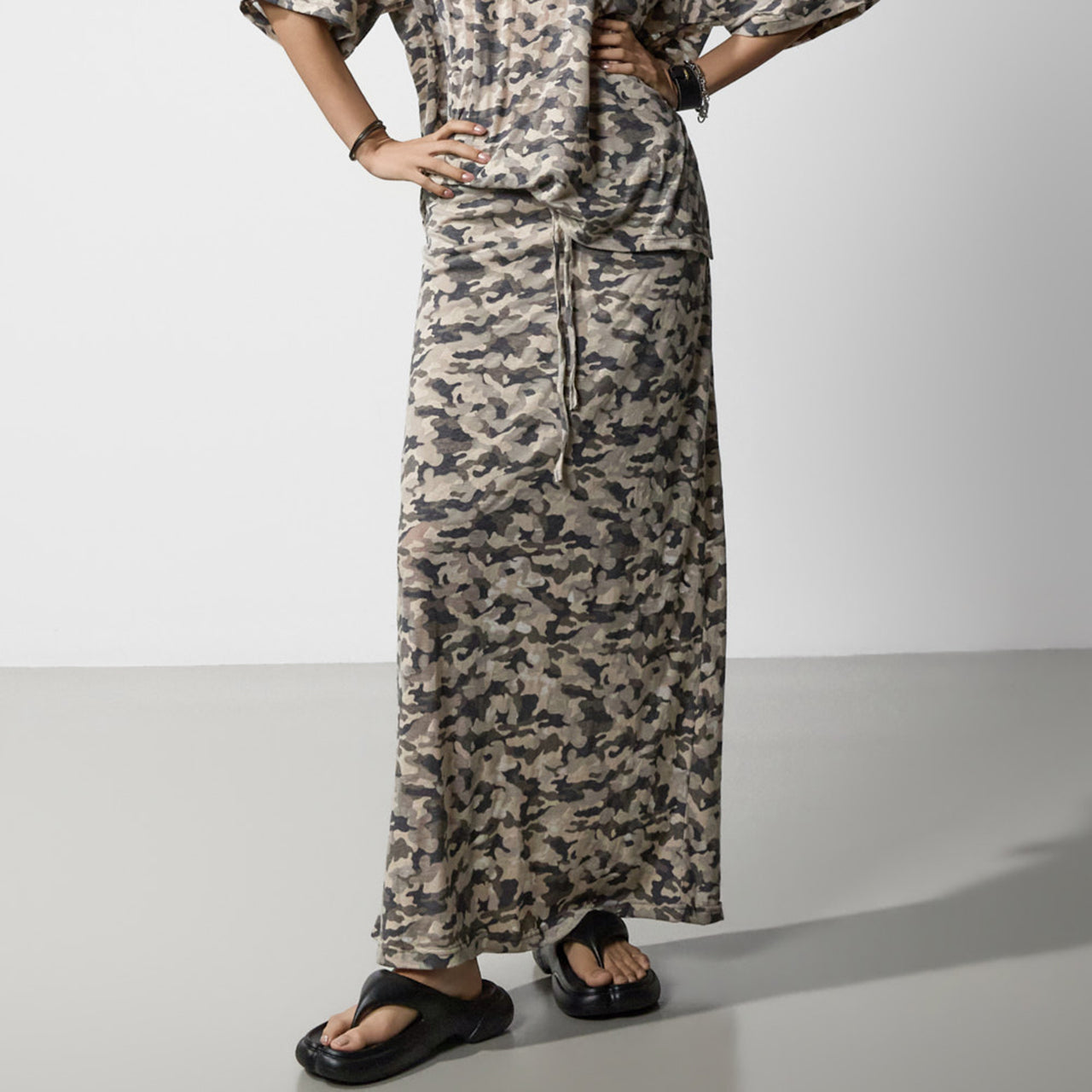 SK3234 Camo Maxi Skirt