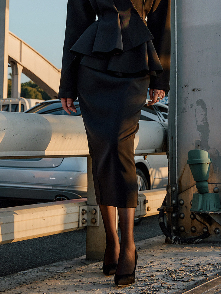 SK9169 ハイウエストペンシルミディスカート