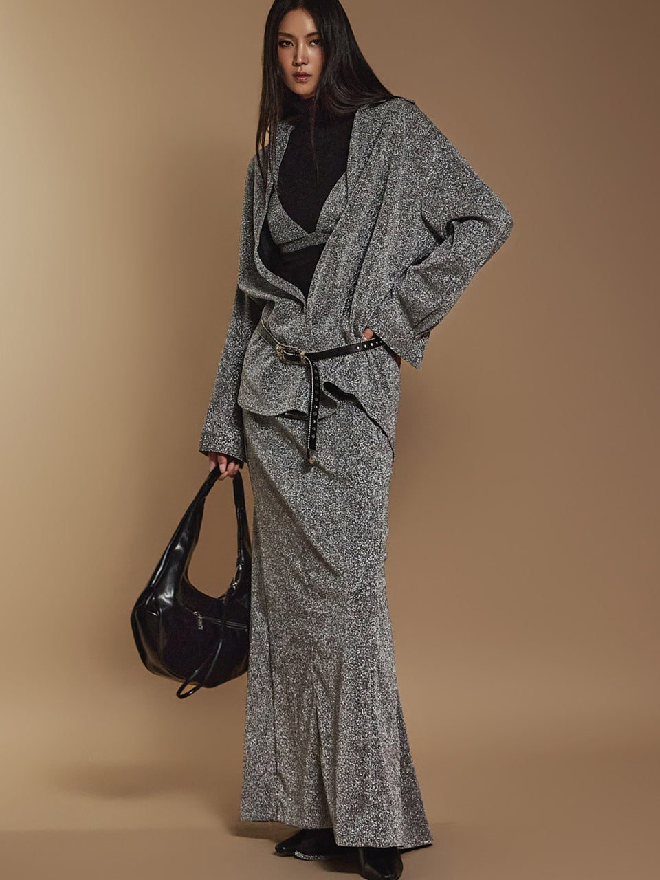 TP1939 闪亮衬衫紧身胸衣和裙子套装