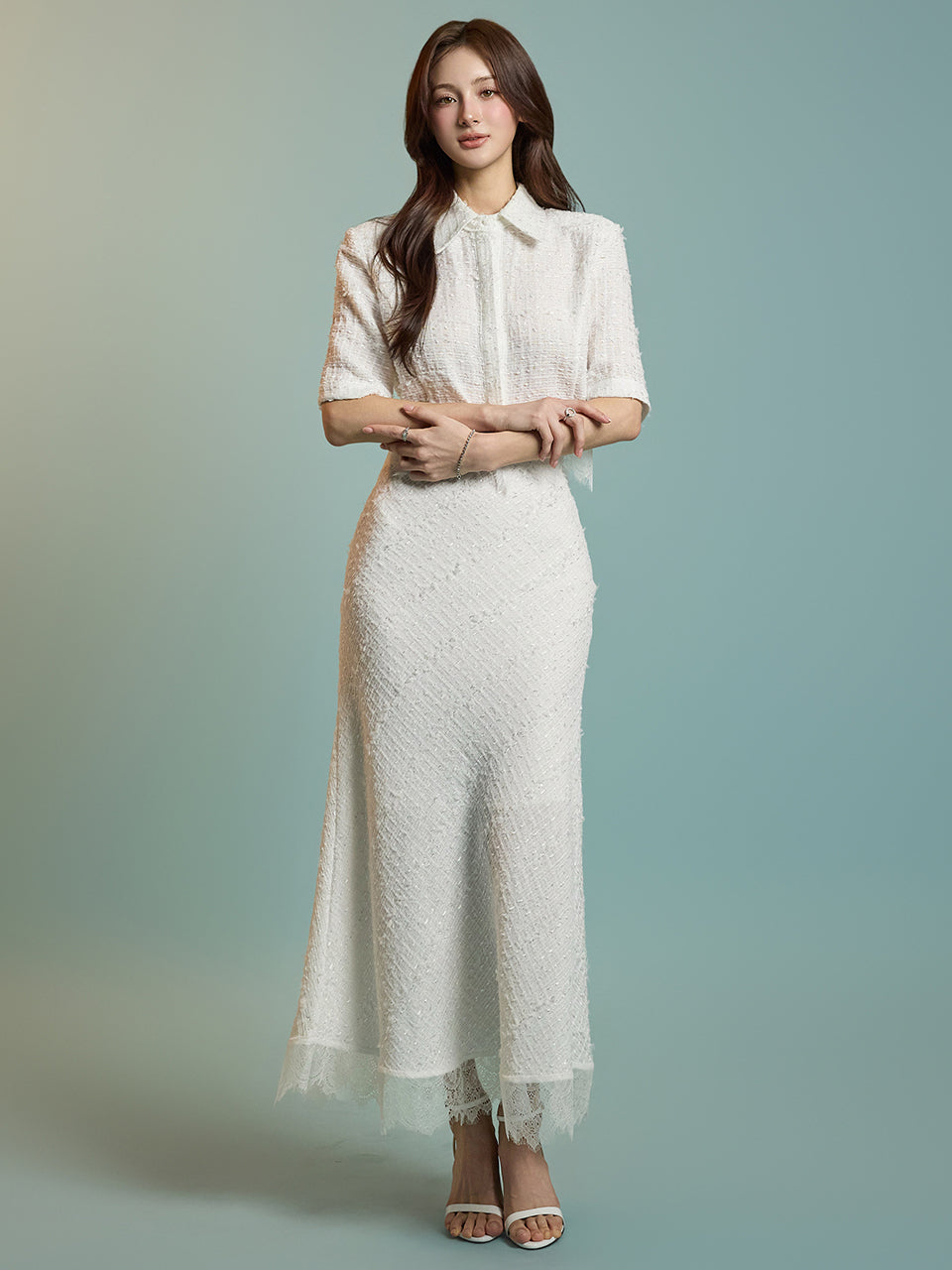 TP2099 ツイードブラウス&スカートセット