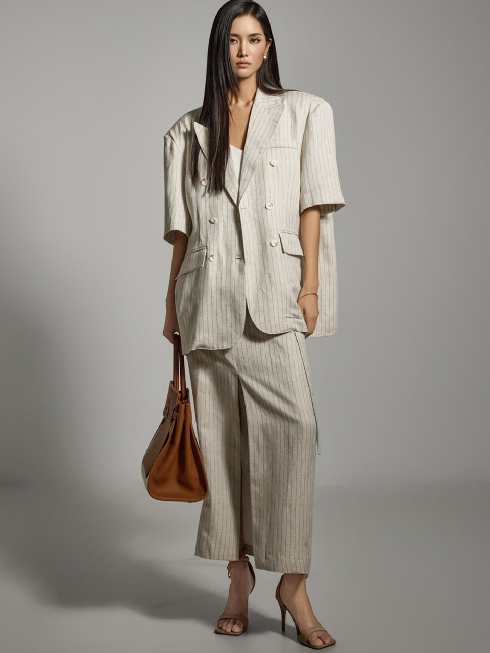 TP2110 亚麻夹克和裙子套装