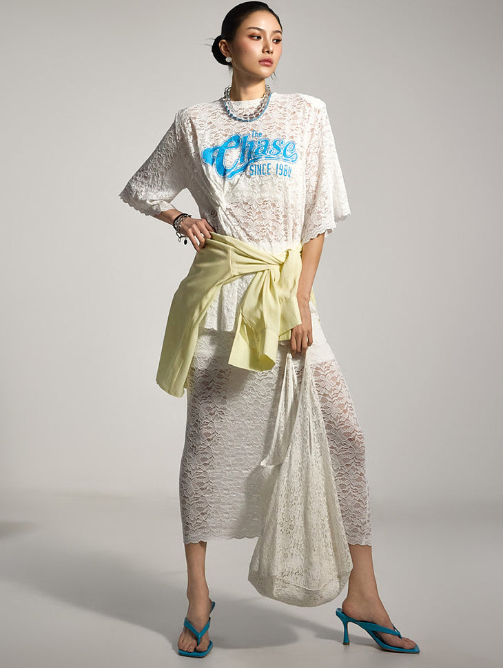 TP2124 蕾丝上衣和裙子套装