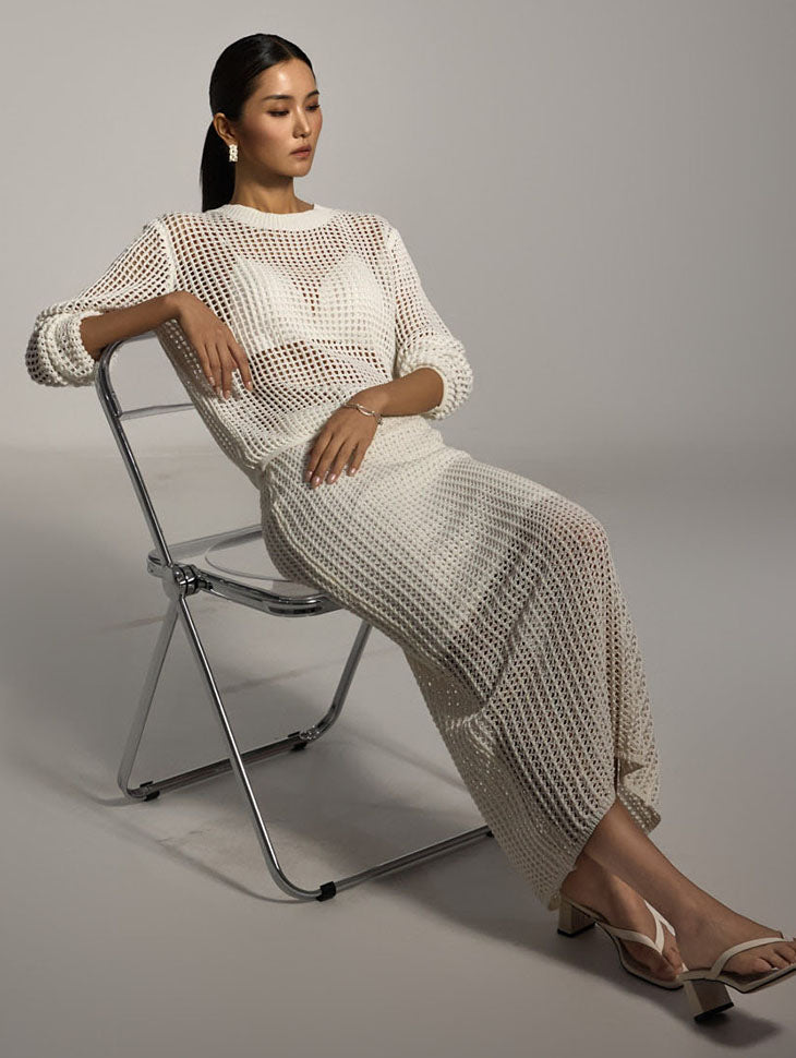 TP2129 网眼上衣和裙子套装