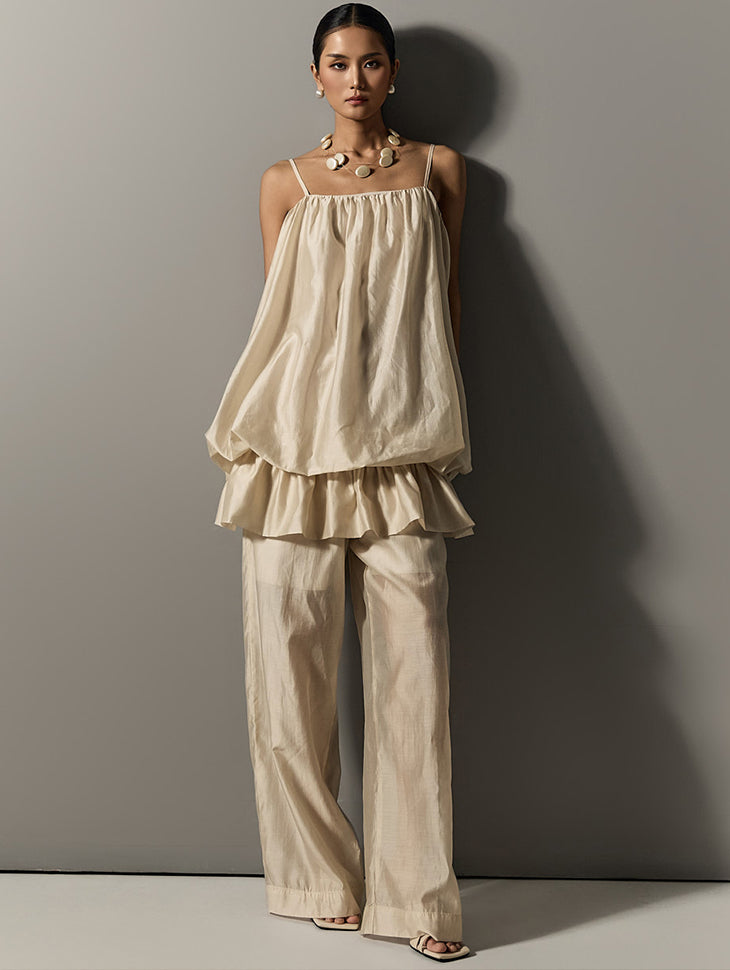 TP2176 ノースリーブトップスとスラックスセット