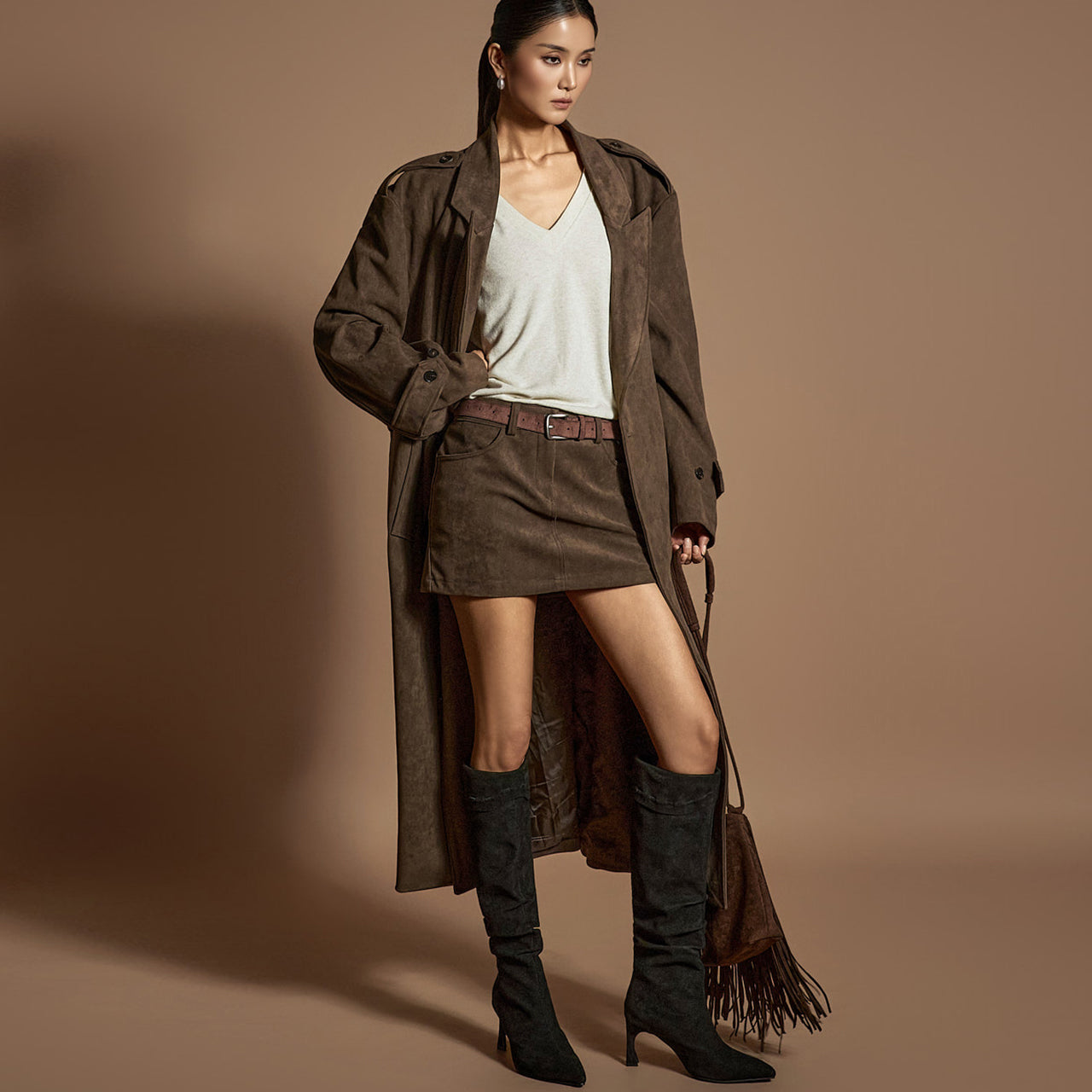 TP2230 Trench Coat and Skirt Set