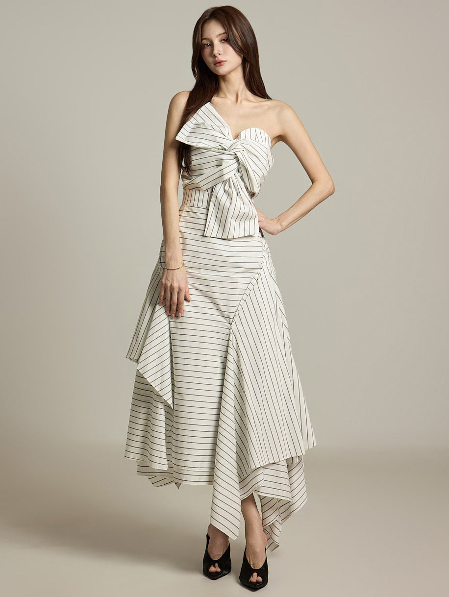 TP9150 条纹紧身胸衣和裙子套装