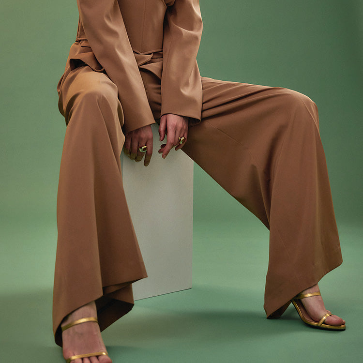 MBDP001 高腰细褶宽长休闲裤