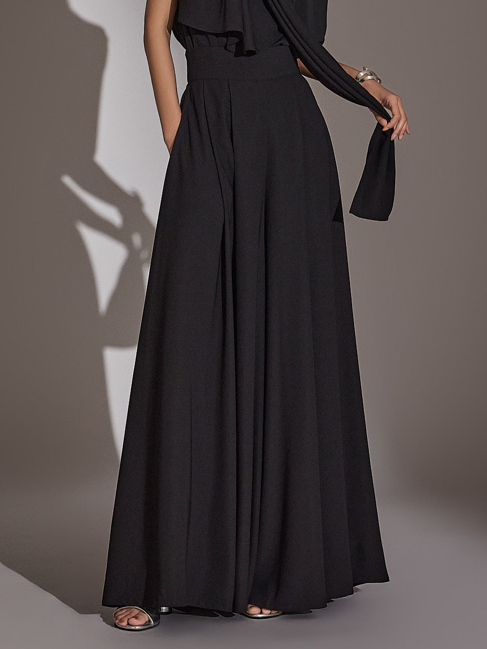 P9085 ハイウエストピンタックワイドスラックス