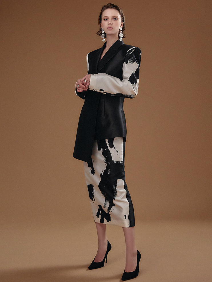 MBDTP008 拉绒不对称双层夹克两件套