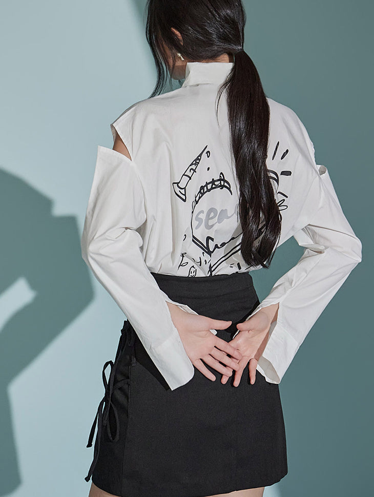 S628 Shoulder Slit Shirt