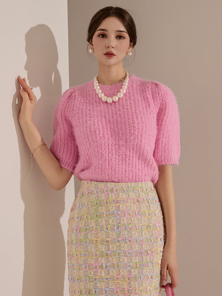 E3135 ハーフクロップニット