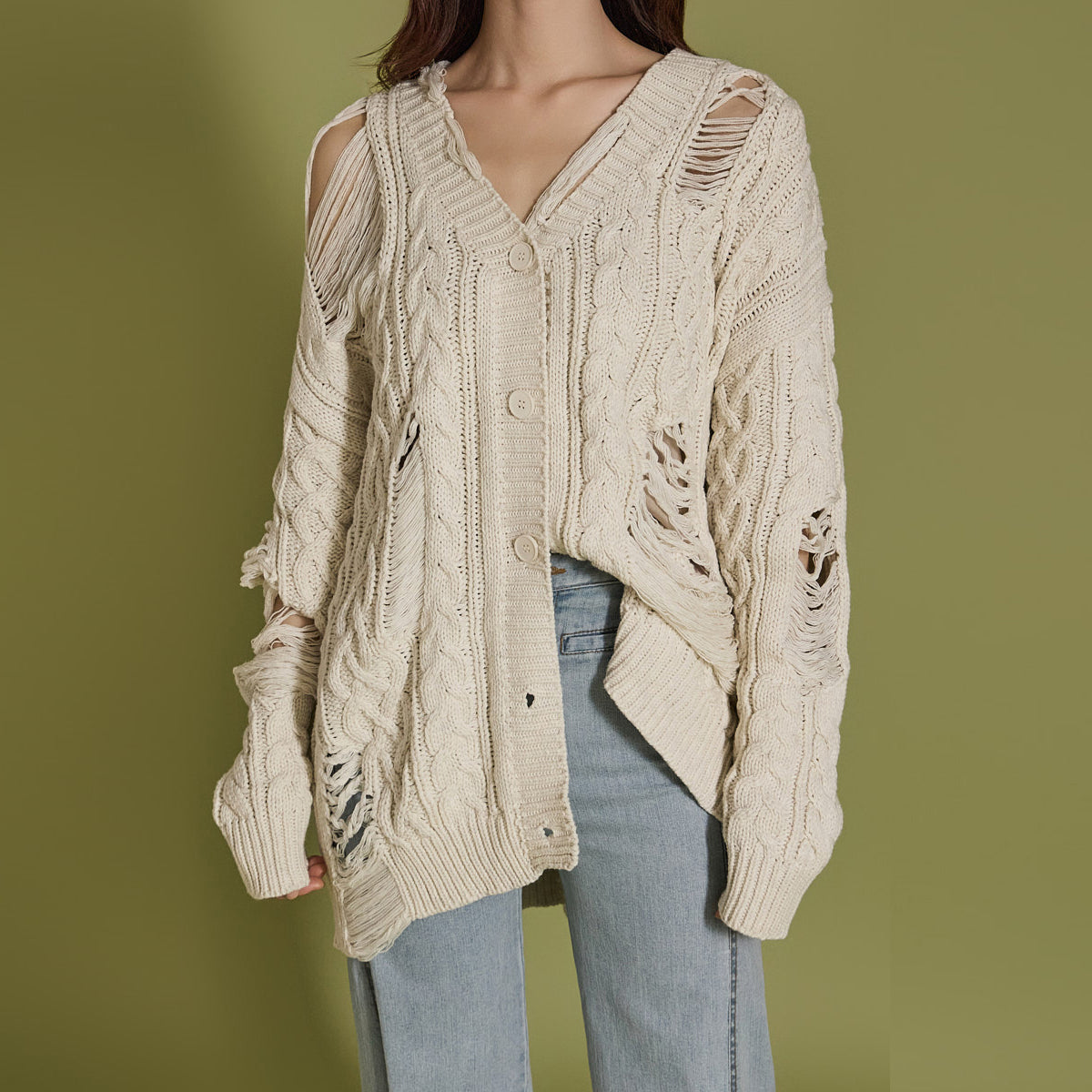 J2405 Distressed Cardigan