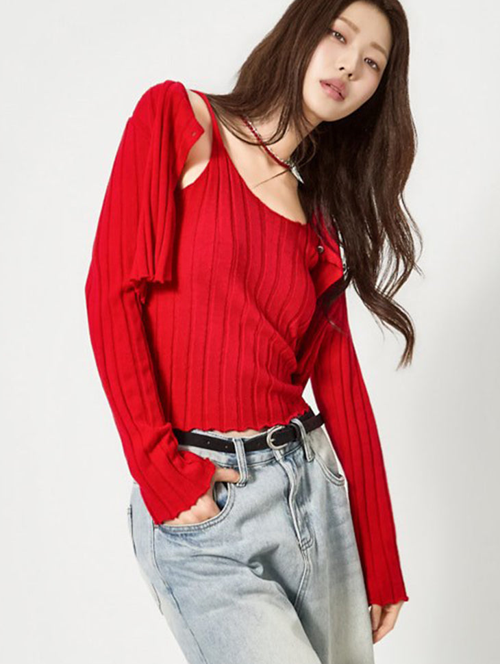 J3167 スリーブレスカーディガンセット