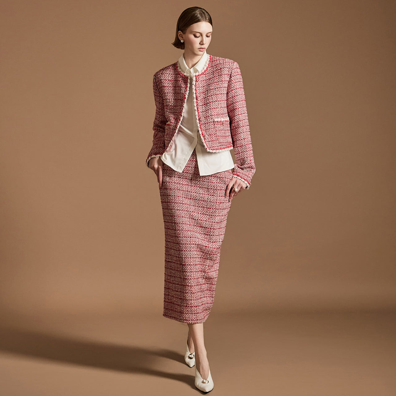 TP1994 Tweed Jacket Skirt Set