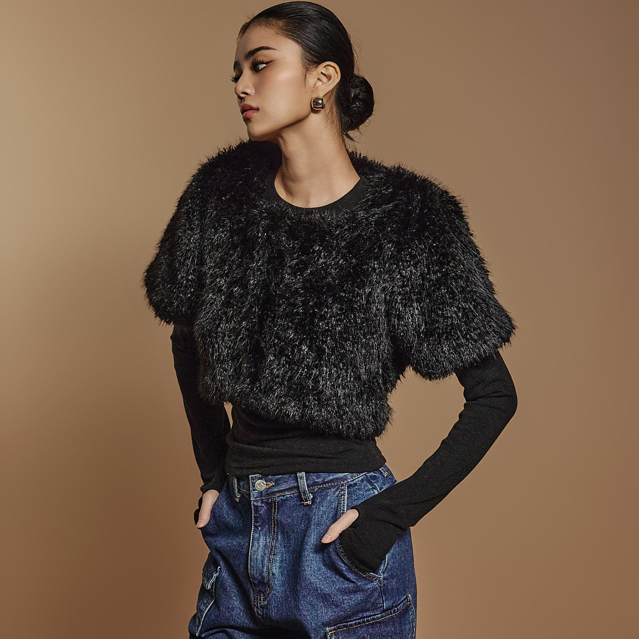 J2509 Fur Cropped Jacket