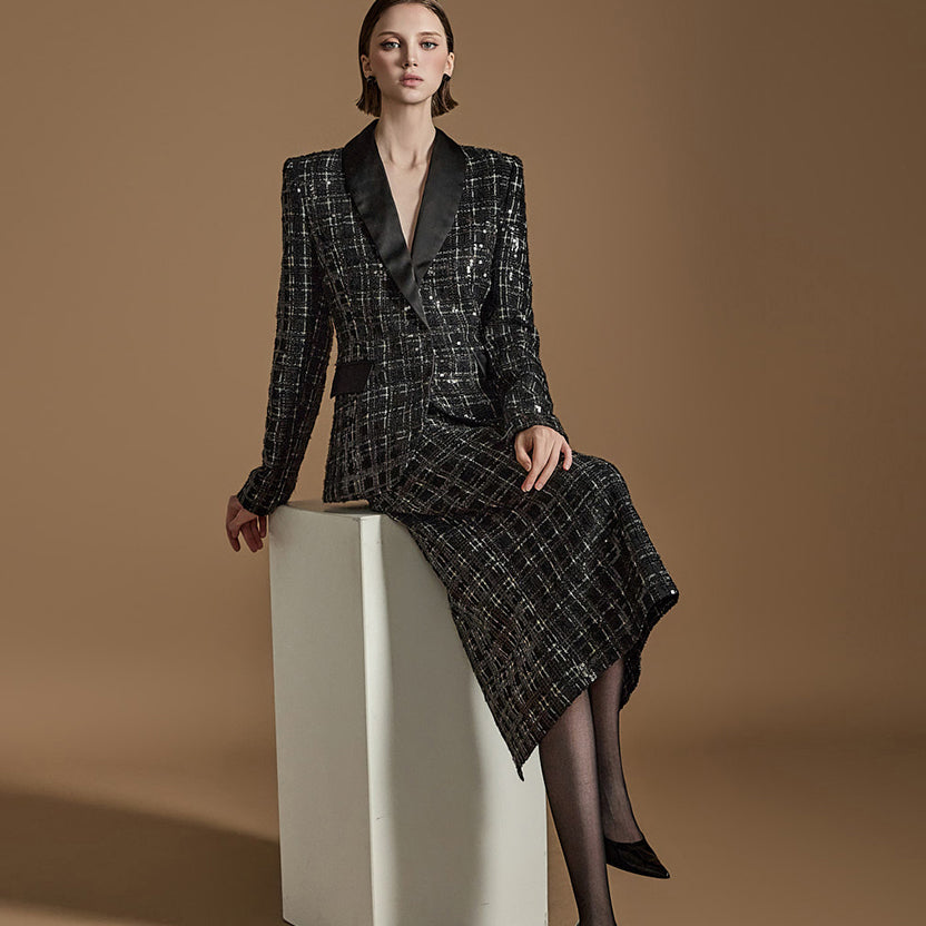 TP9157 Tweed Jacket Skirt Set