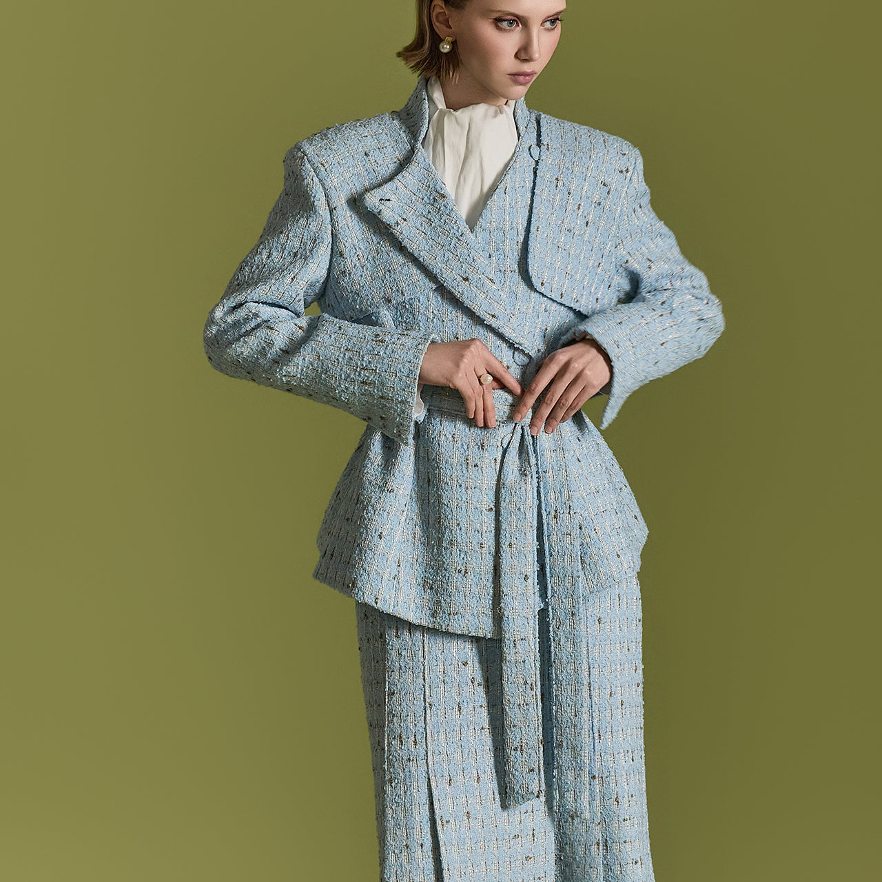 J2596 Tweed Jacket With Belt