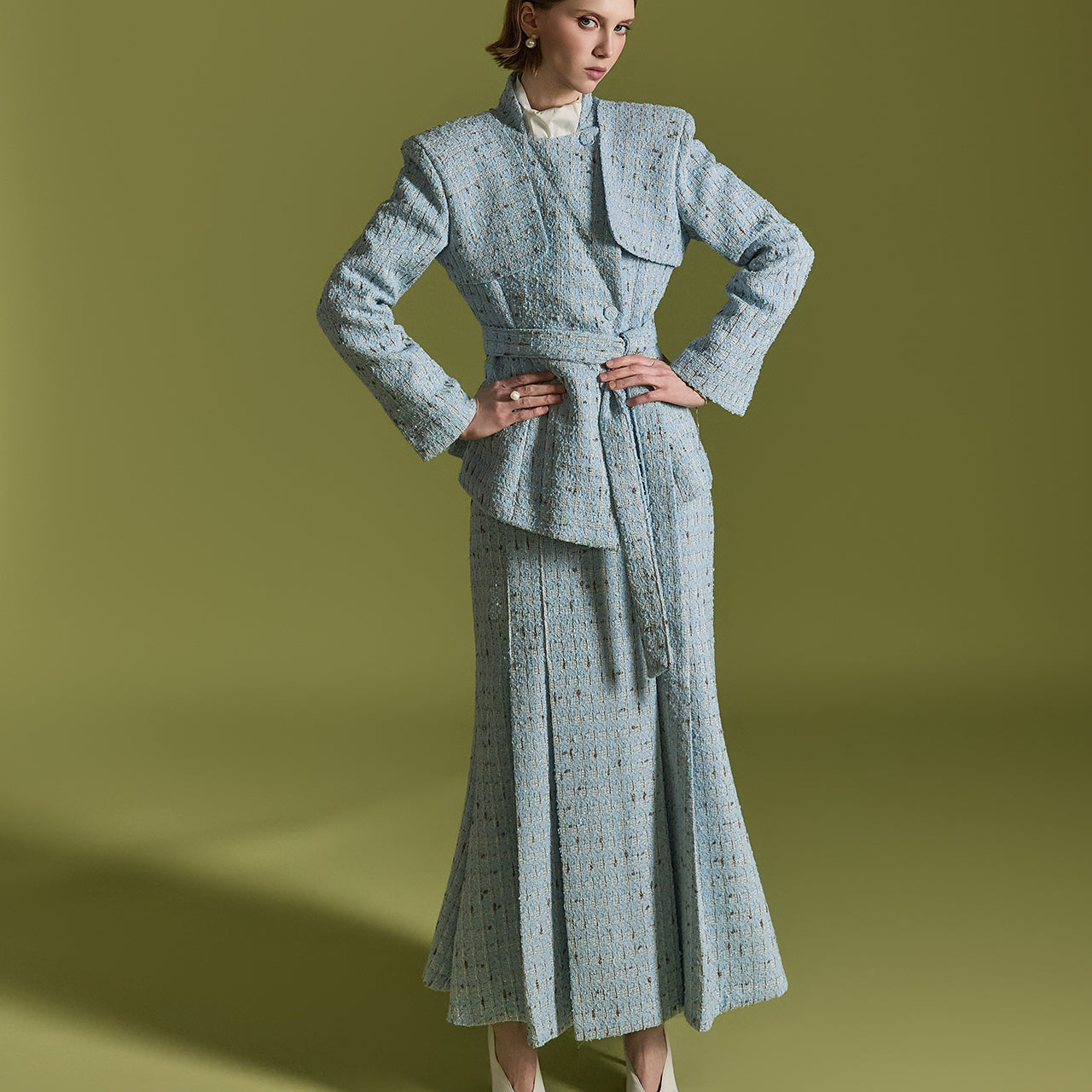 TP2020 Tweed Jacket Skirt Set