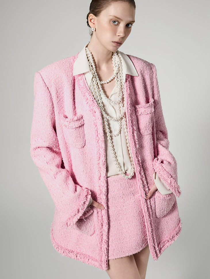 J9365 Fringe Tweed Jacket
