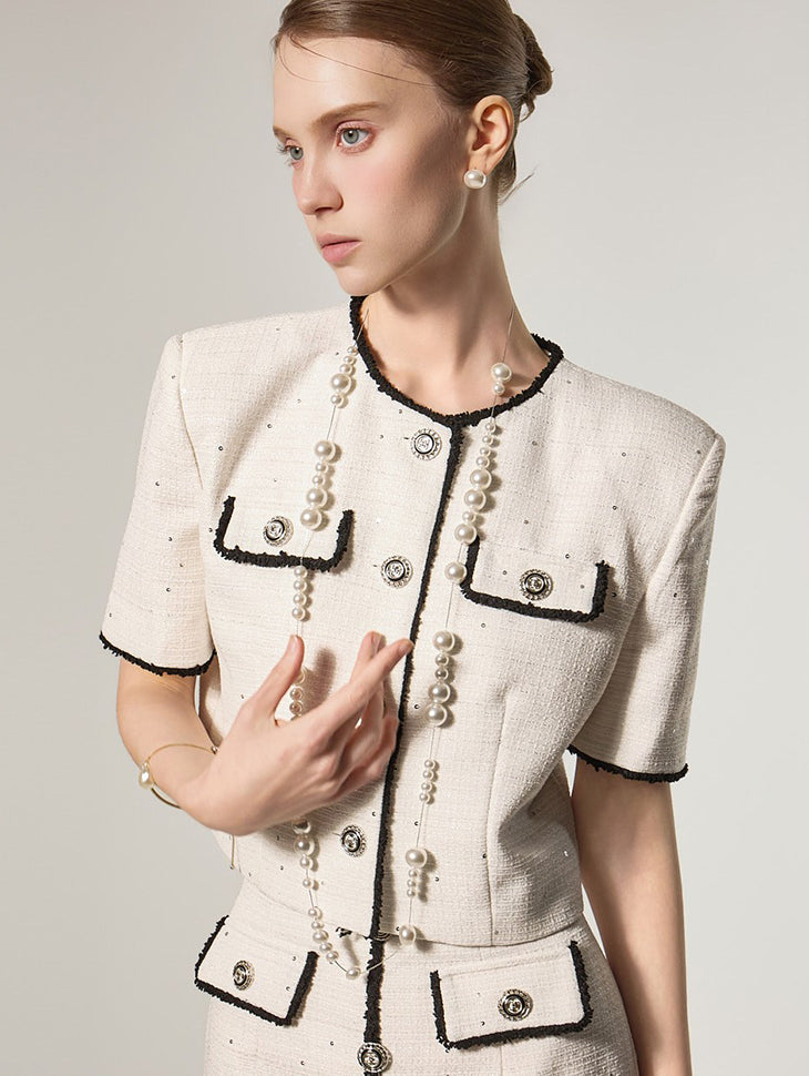 J3176 ツイード コントラスト ジャケット