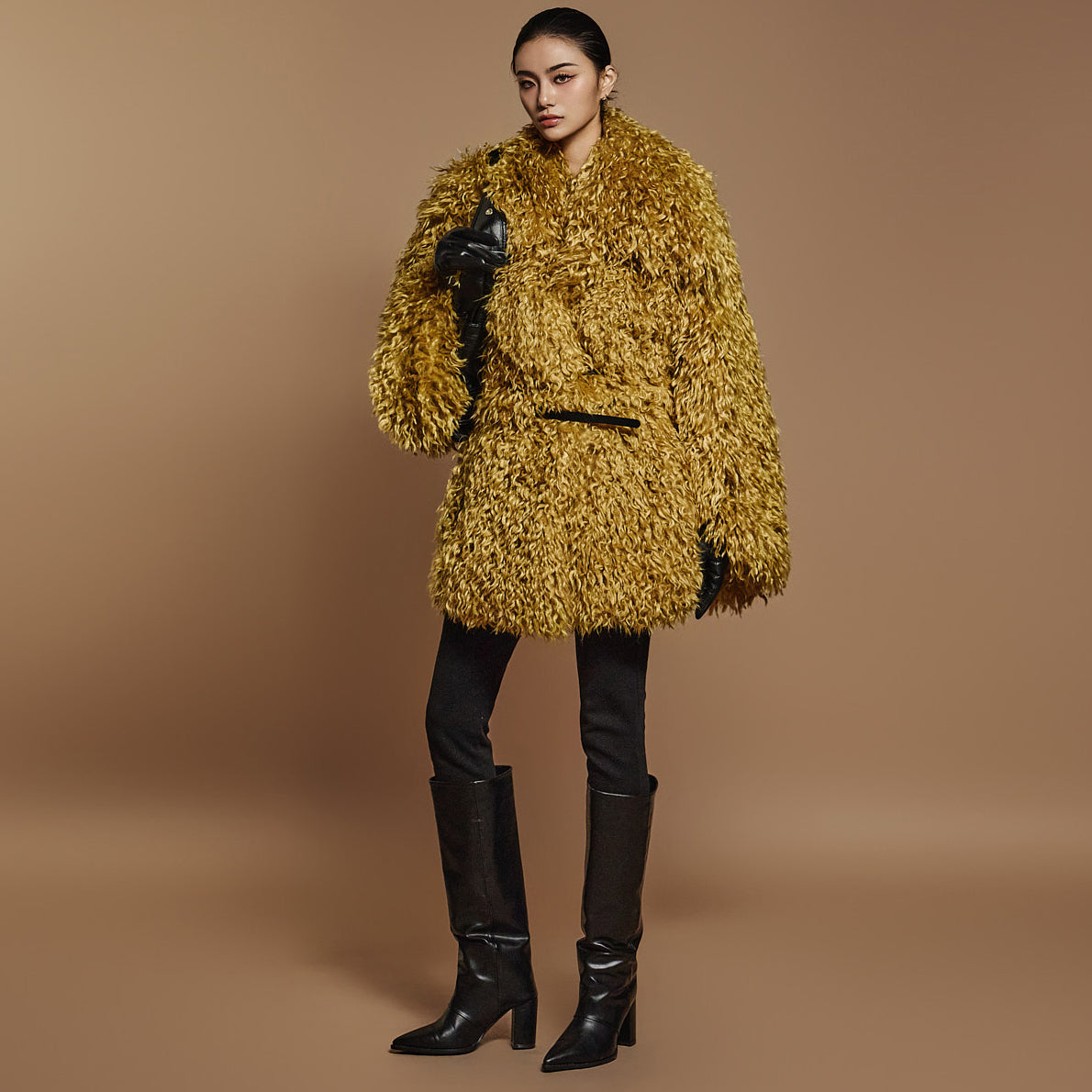 J9298 Fringe fur coat