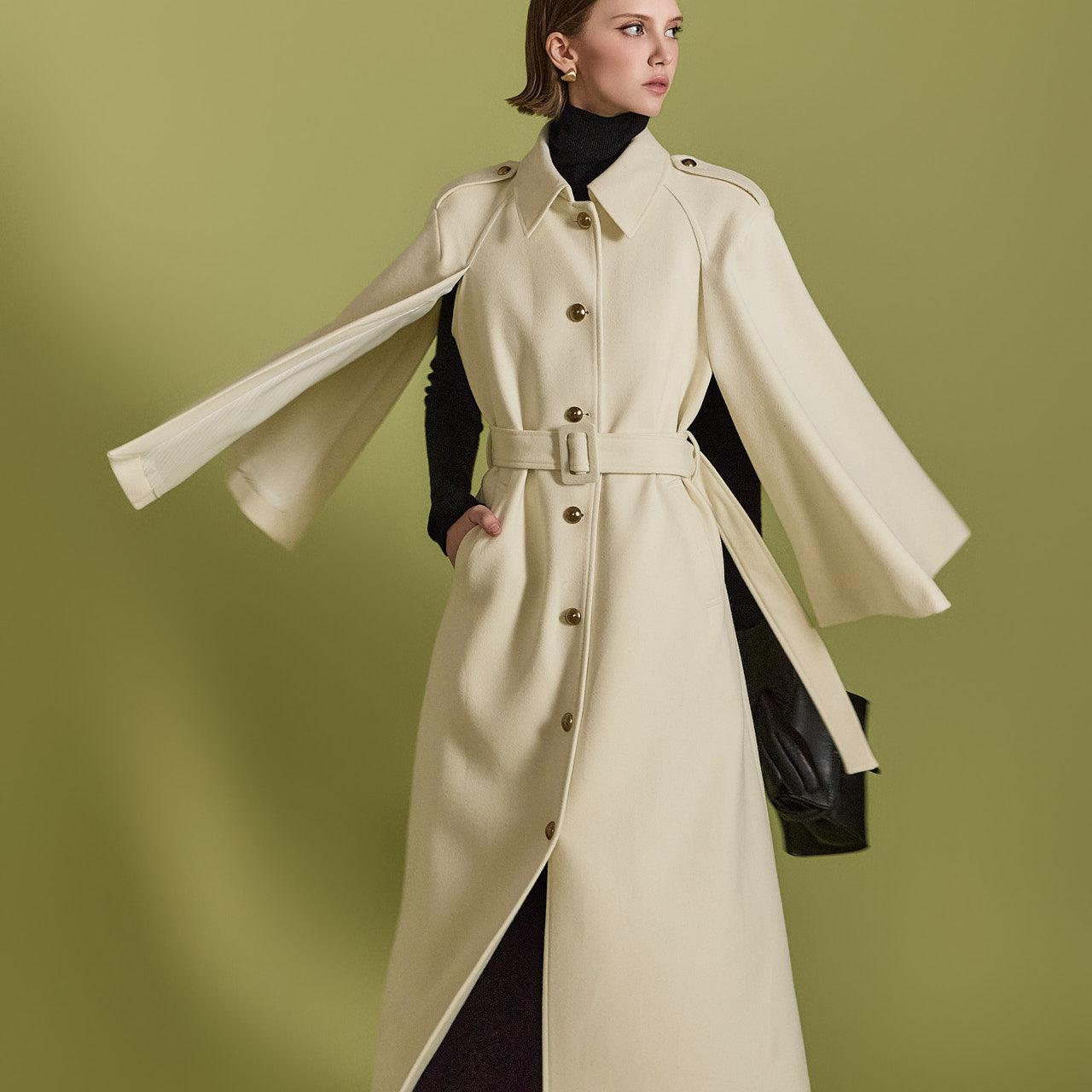 J2465 Cape Coat With Belt