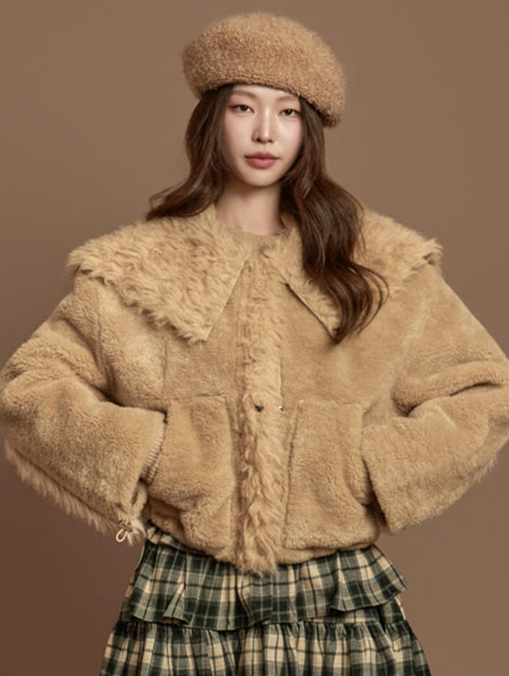 J3029 Teddy Big Collar Jacket