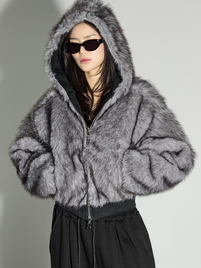 J3086 Hooded Fur Jacket