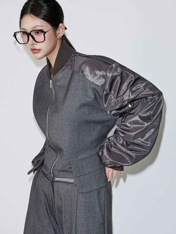 J3257 Satin Sleeve Blouson Jumper