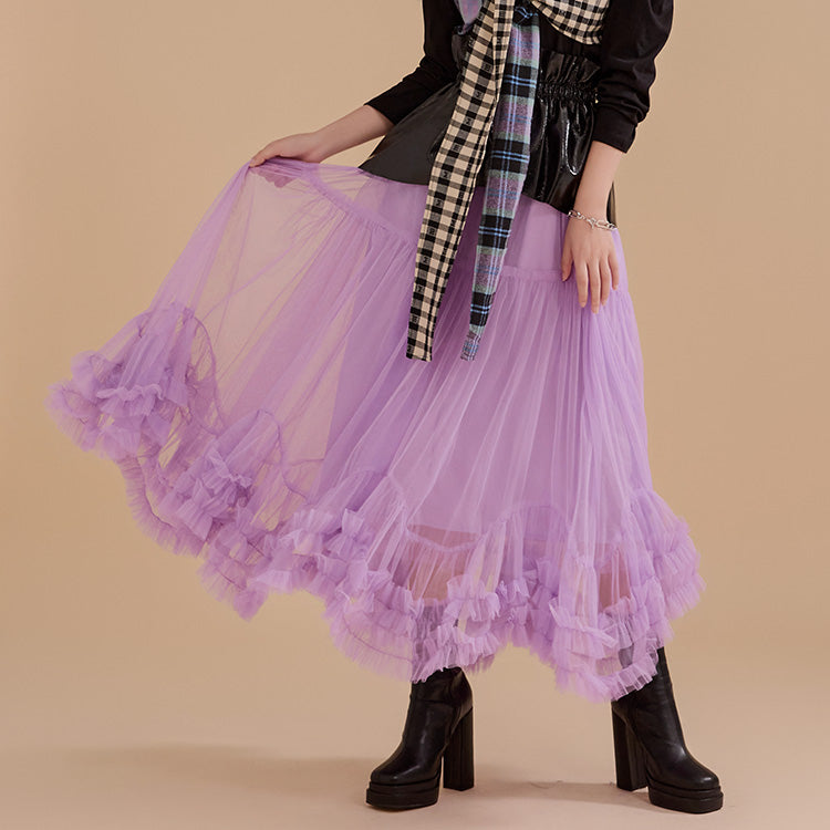 SK2524 Asymmetrical Tulle Skirt