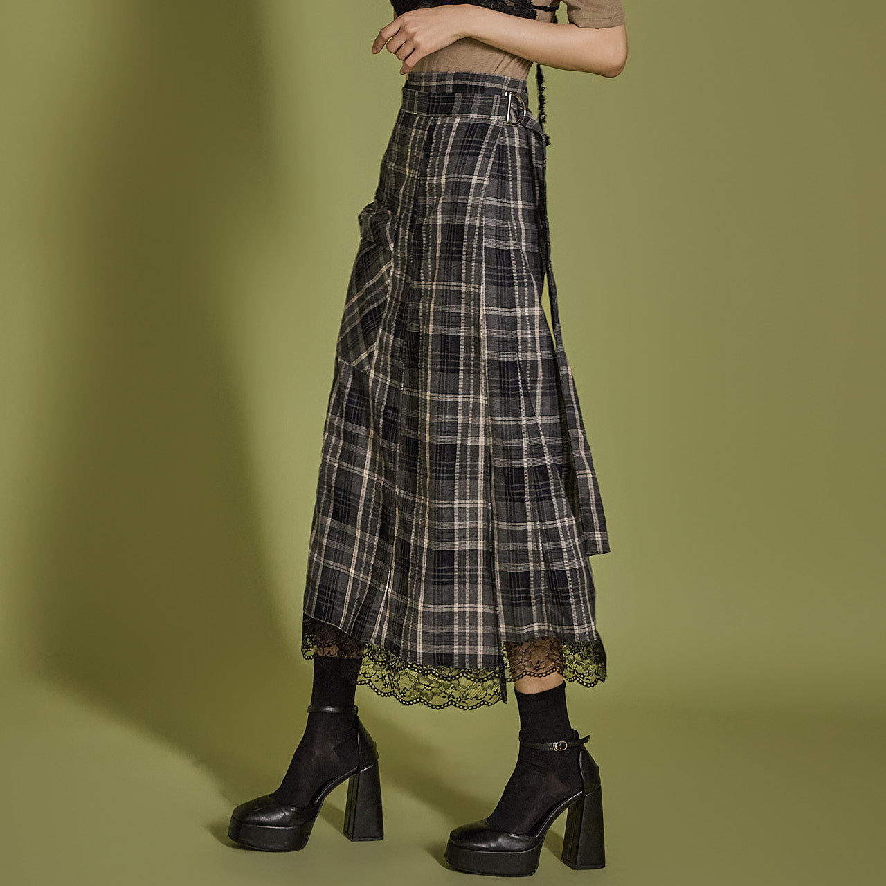 SK2830 Plaid Wrap Skirt