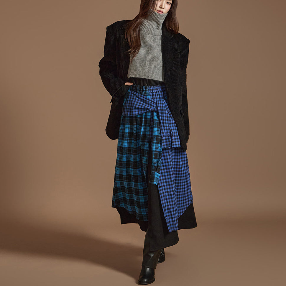 SK2854 Plaid Strap Skirt