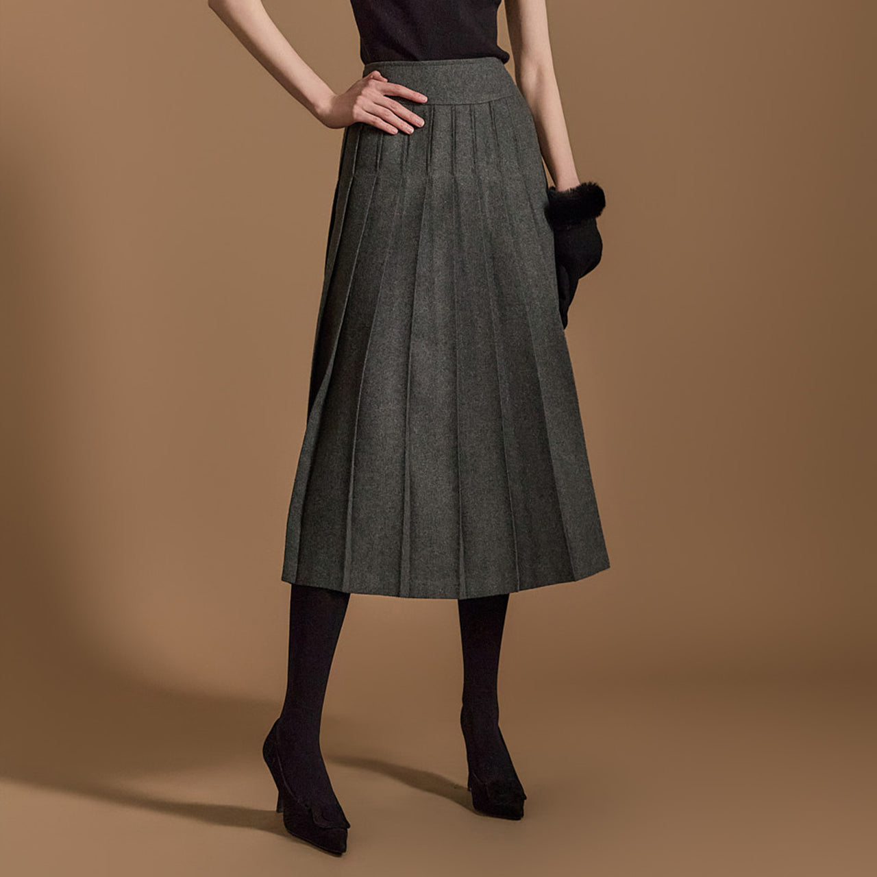 SK2387 Herringbone Pleats Skirt