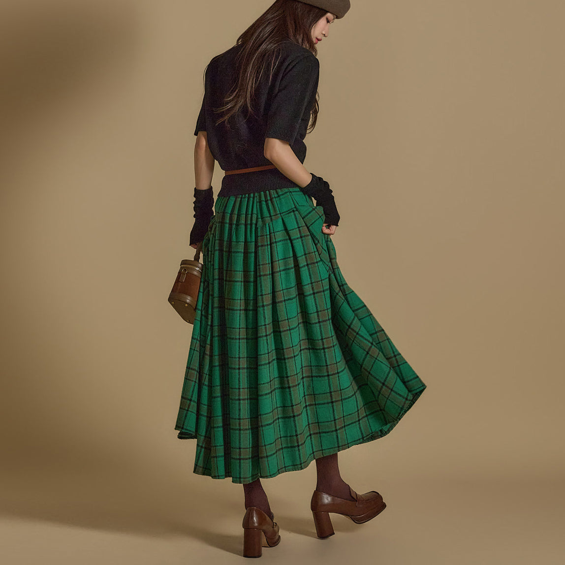 SK2897 Fleece-lined Plaid Skirt