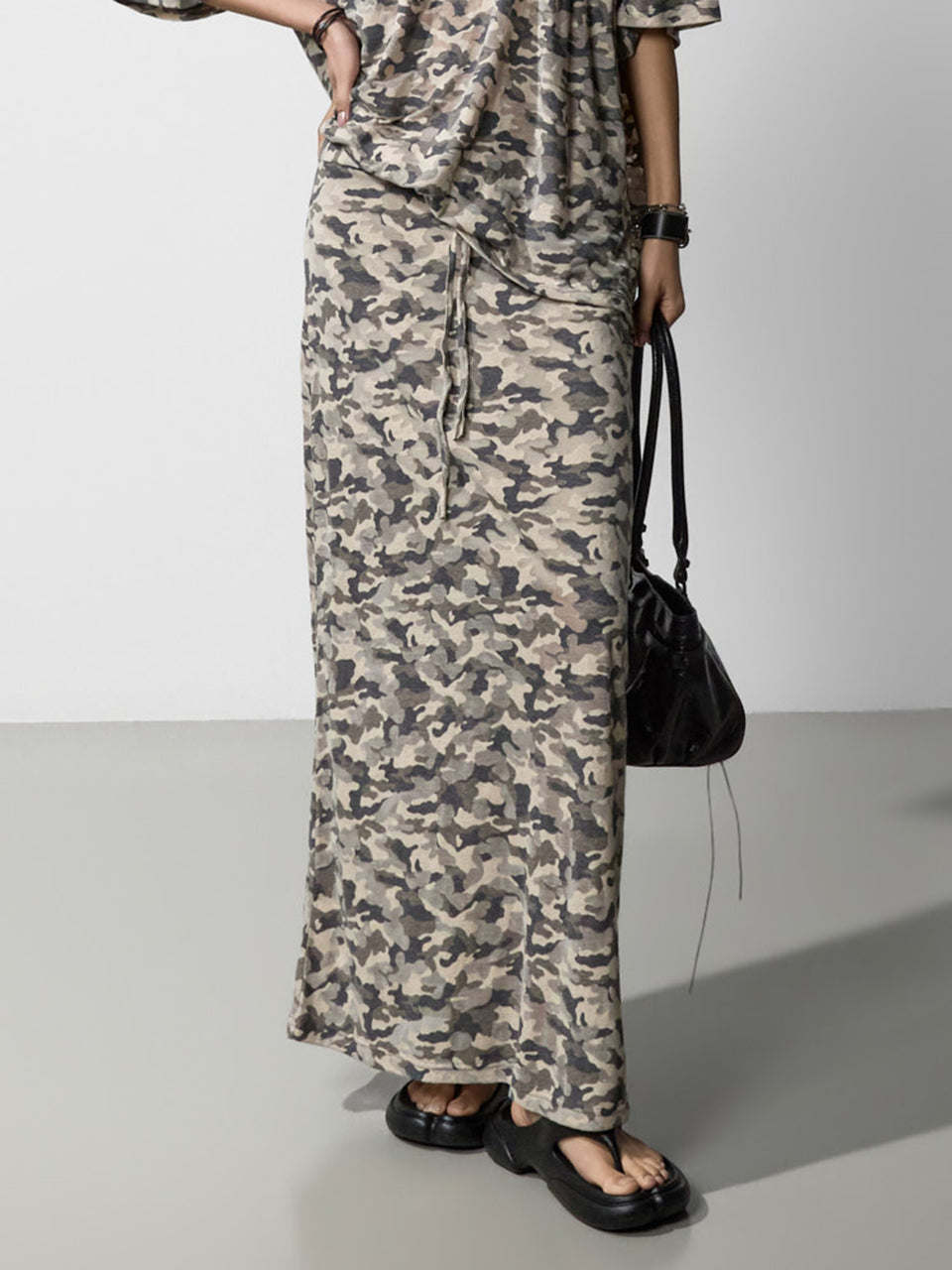 SK3234 Camo Maxi Skirt