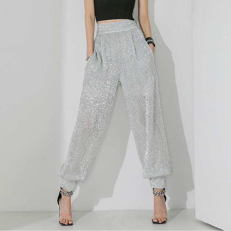 P9109 Spangle Waistbanding Jogger Pants