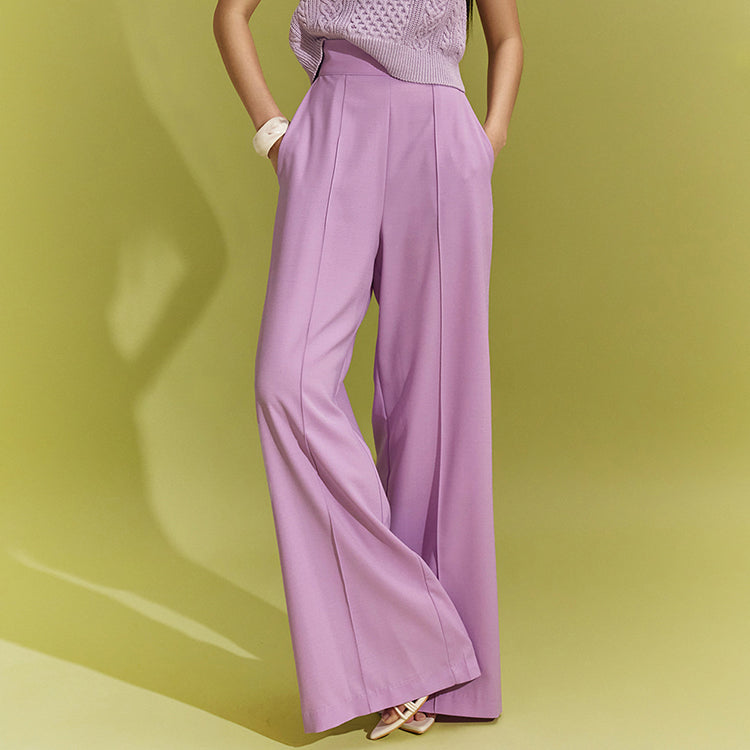 P9108 High Waist Pin Tuck Wide Long Slacks