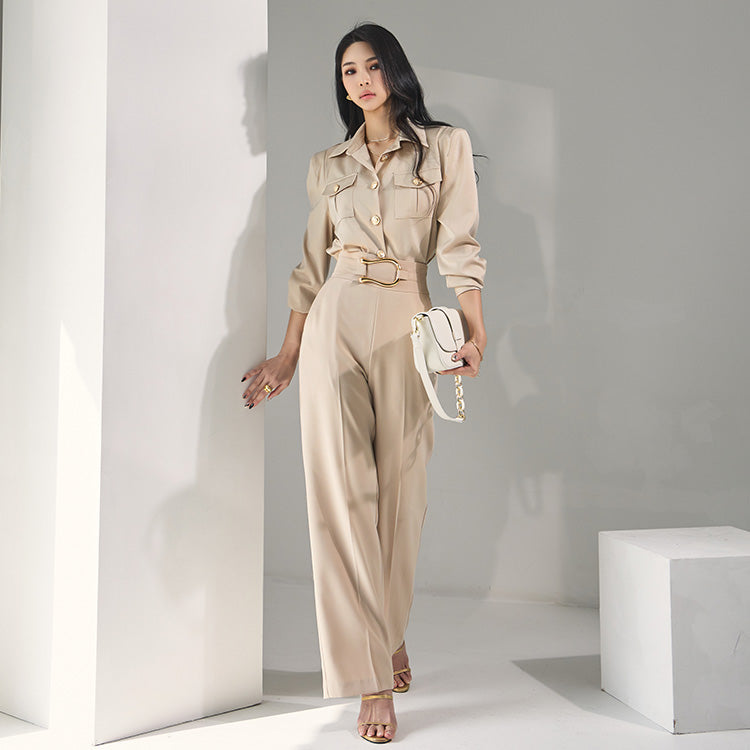 P2589 Buckle Semi Wide Long Slacks