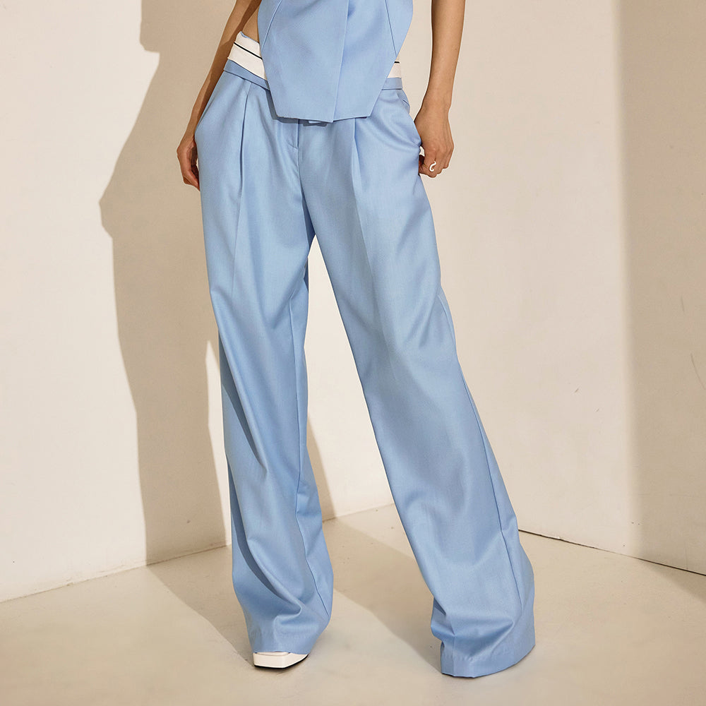 P9137 Low Rise Pintuck Long Slacks