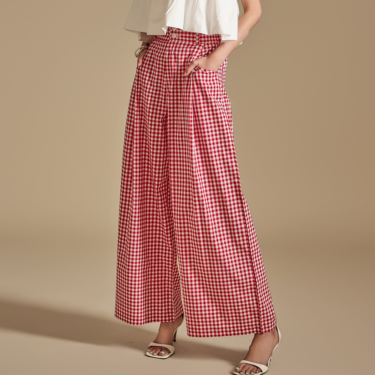 P3215 Plaid Wide Pants